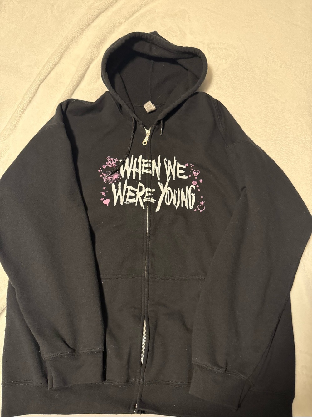 Black 'When We Were Young' Zip Hoodie - XL